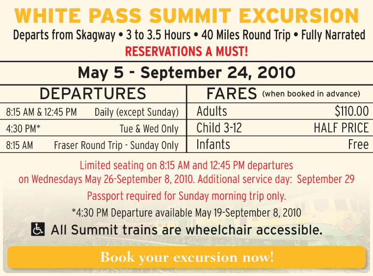 White Pass Summit Excursion Schedule